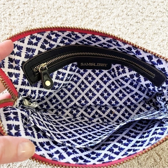 Sam and Libby Cherry Red Faux Leather Clutch Snakeskin Tassel Strap Holiday - Picture 9 of 13